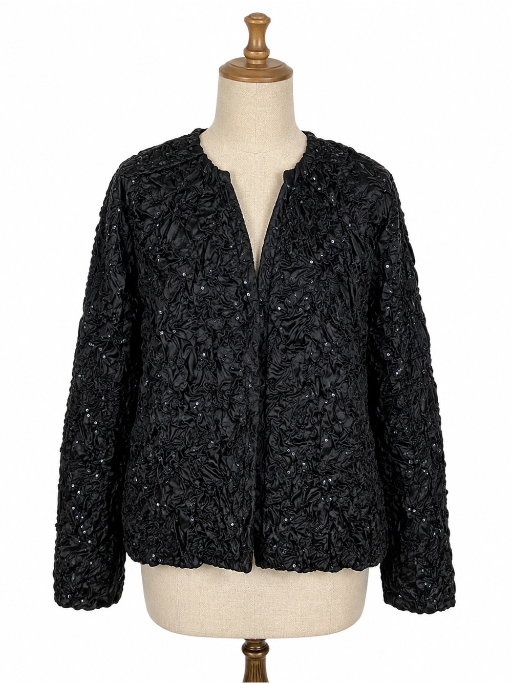 Black Textured Sequin Women's Jacket